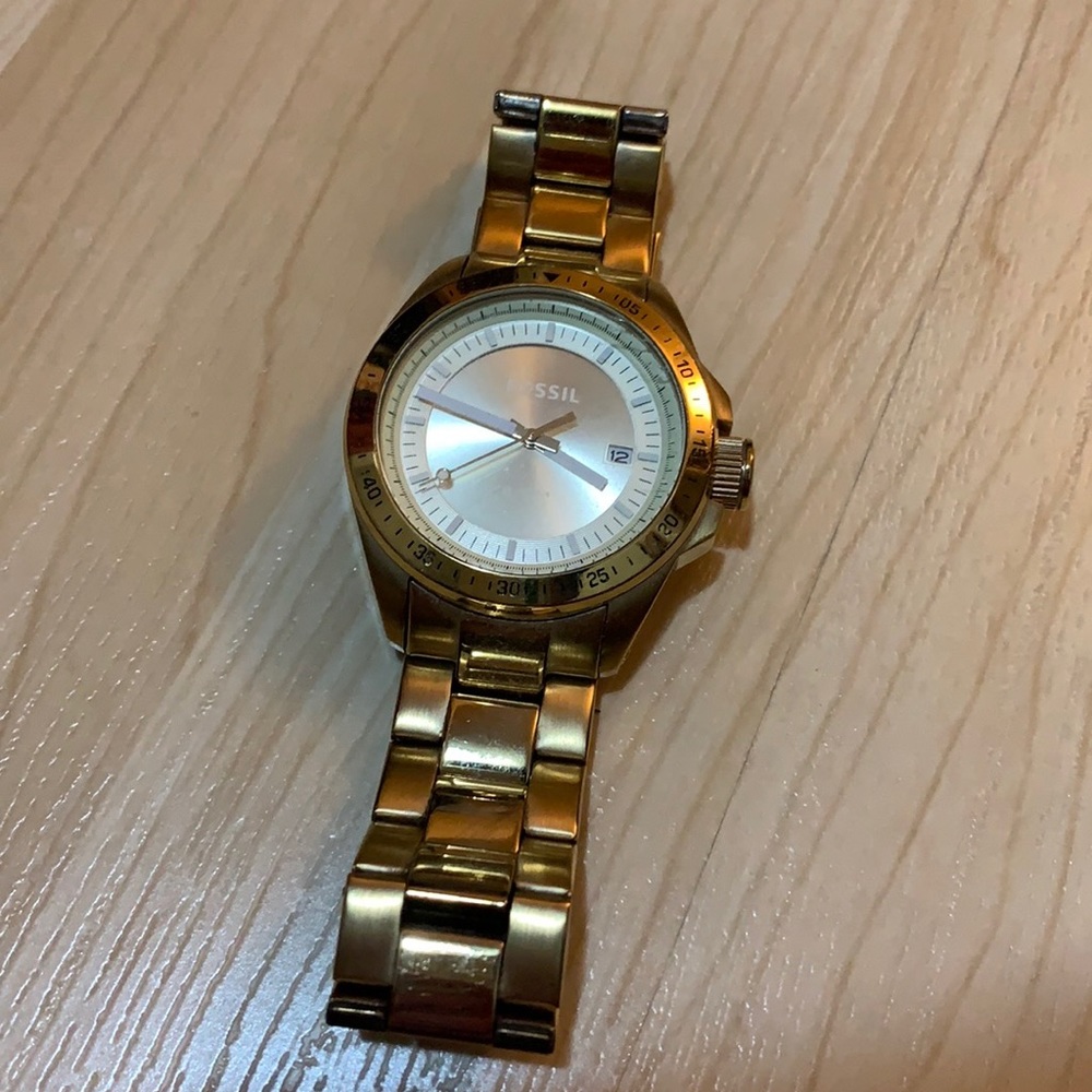 Fossil Men's Gold Coloured Watch - Adjustable Band (BATTERY NOT INCLUDED)